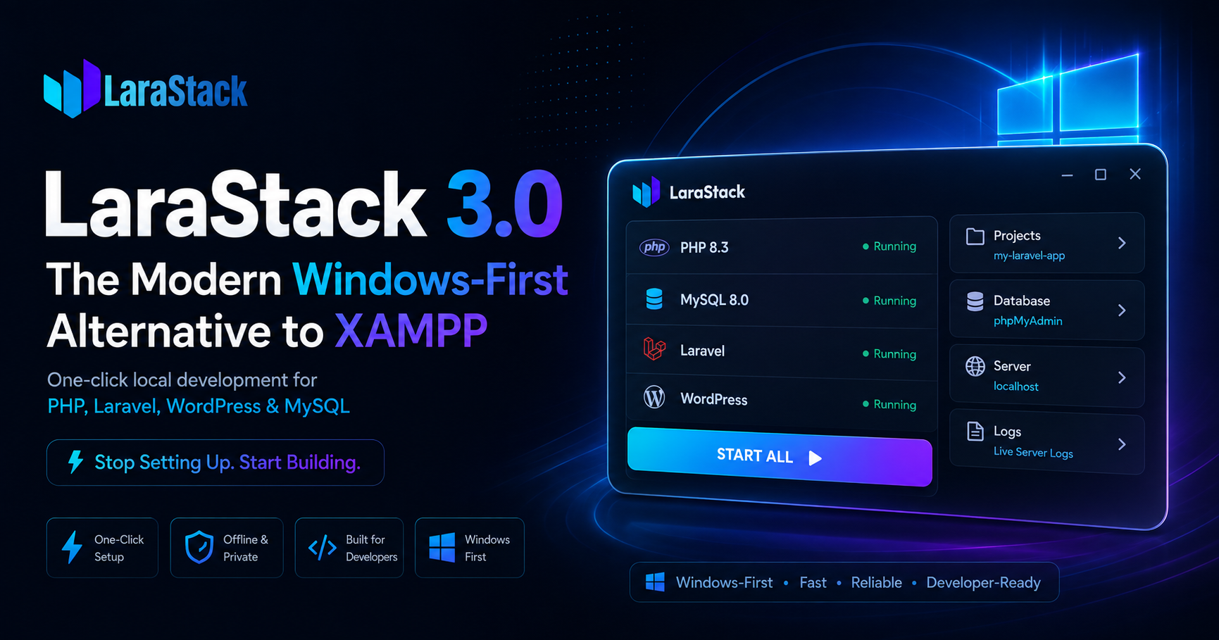 LaraStack 3.0: The Modern Windows-First Alternative to XAMPP