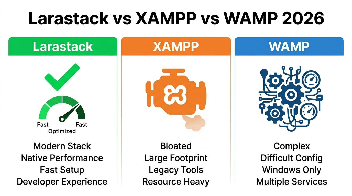 Larastack vs XAMPP vs WAMP: Best Local PHP Server for Windows in 2026
